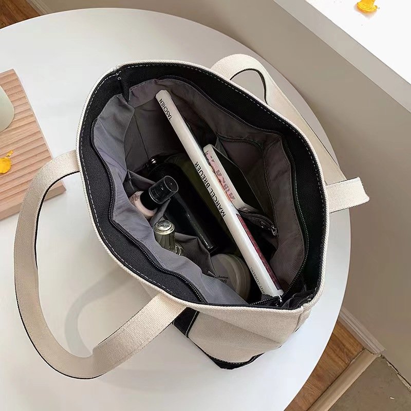 Factory Large Capacity Shopping Bag Travel Women Tote Canvas Bag With Reinforced Zipper High Quality Bags