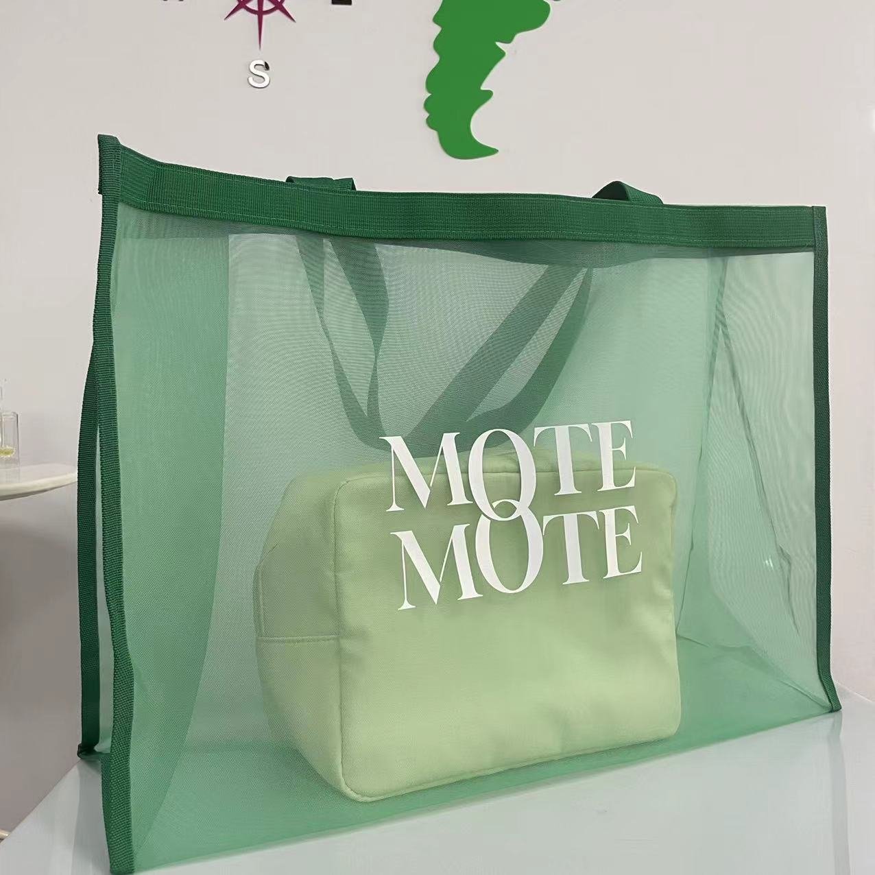 Colored Mesh Shopping Bag Custom Logo Nylon Net Bag Large Grocery Beach Women's Bag