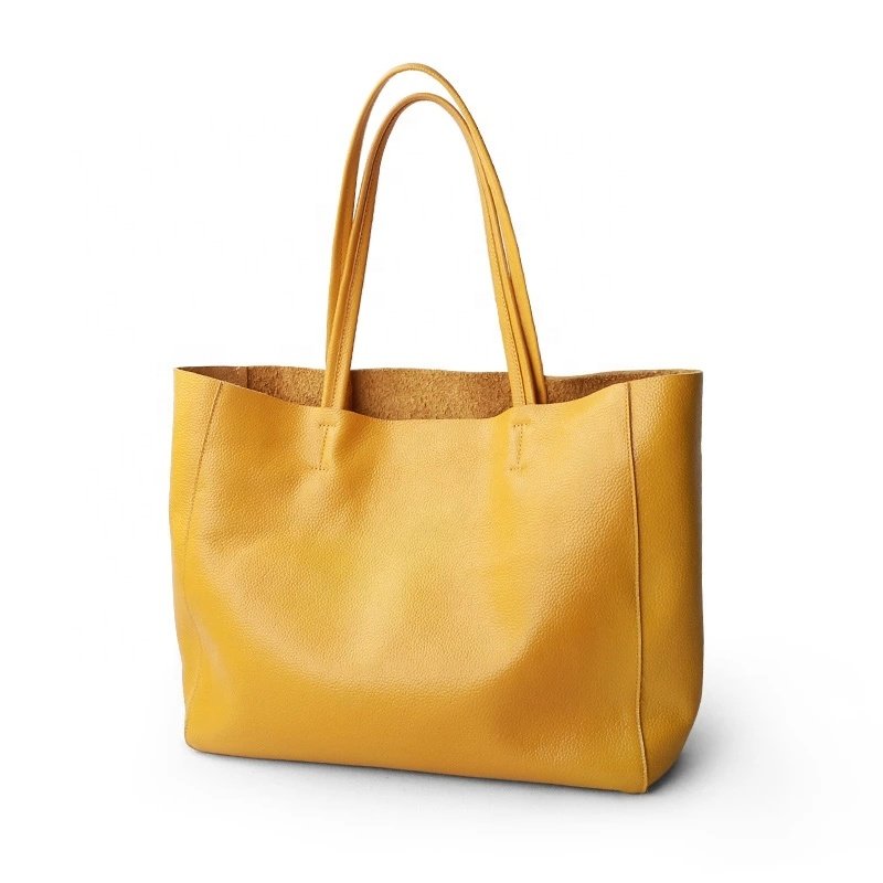 Handmade Custom Women Luxury Genuine Real Leather Tote Shopping Bag Full Grain Cowhide Handbag for Lady Designer Shoulder Bulk