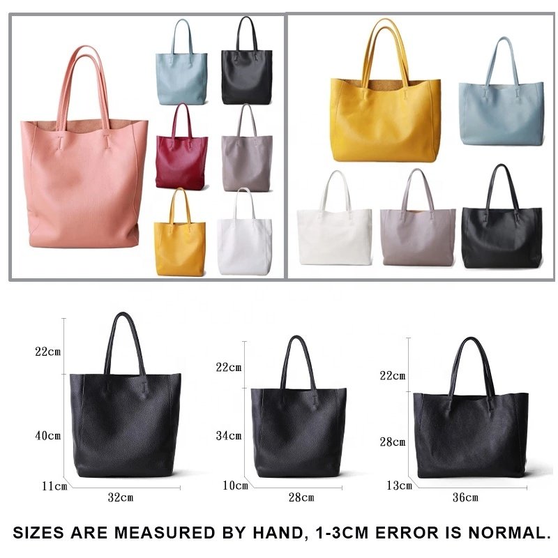 Handmade Custom Women Luxury Genuine Real Leather Tote Shopping Bag Full Grain Cowhide Handbag for Lady Designer Shoulder Bulk