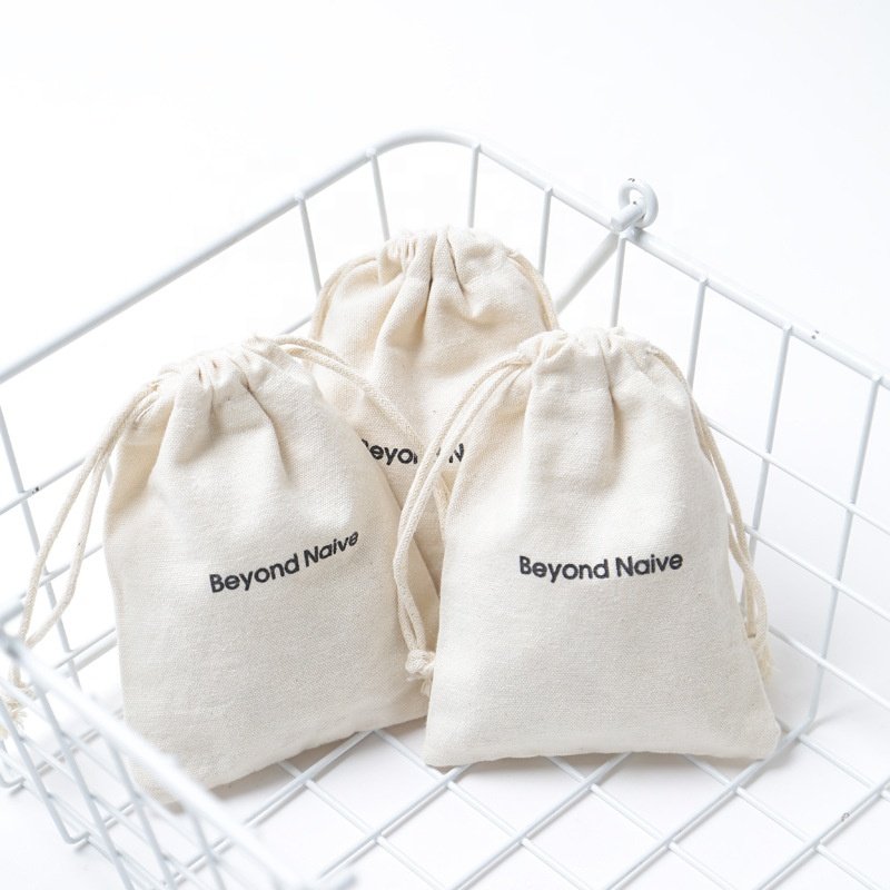 Custom Cotton Drawstring Pouch Bag Organic Cotton Gift Jewelry Packaging Bag Eco-Friendly Storage Gift Bag For Party Favor