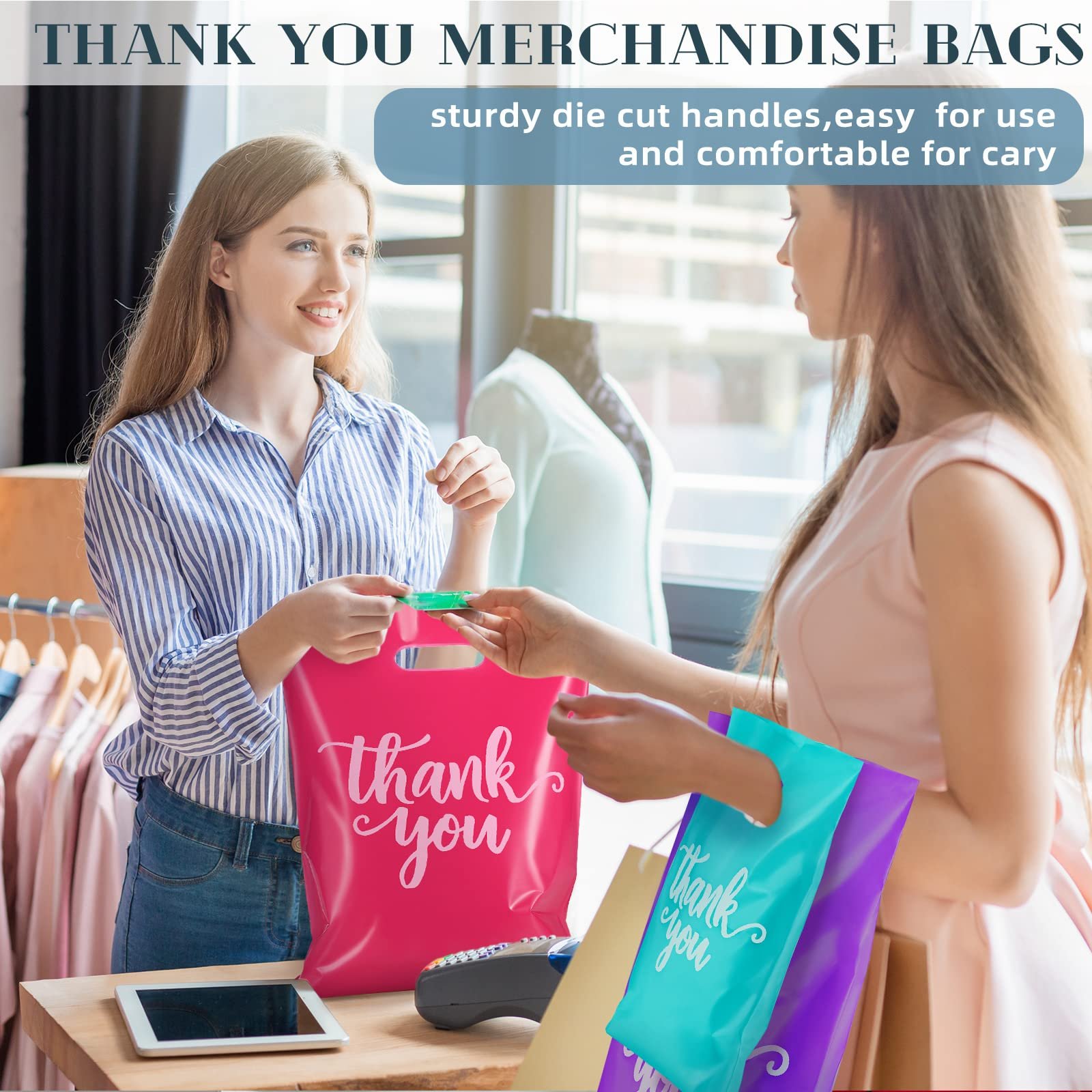 Durable Plastic Thank You Shopping Bags Manufacture Reusable Bag For Small Business Gift Trade Bags Stores Boutique Birthday