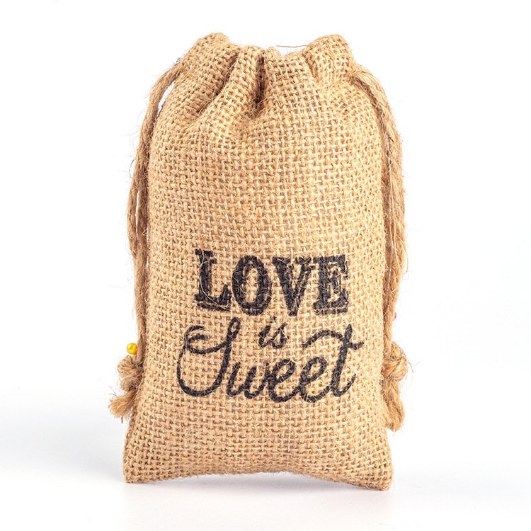 white jute drawstring party favour bag linen burlap jute gift drawstring pouch bags