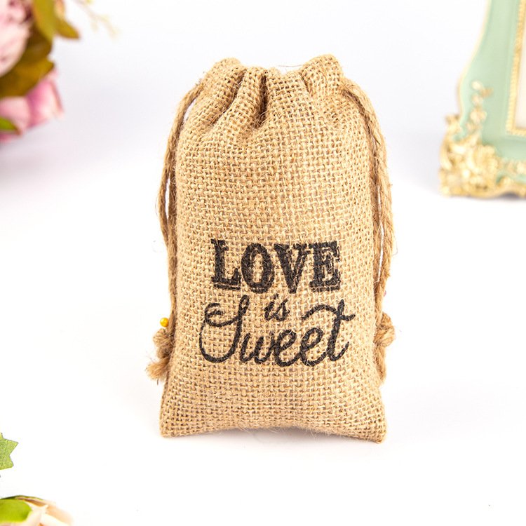 white jute drawstring party favour bag linen burlap jute gift drawstring pouch bags