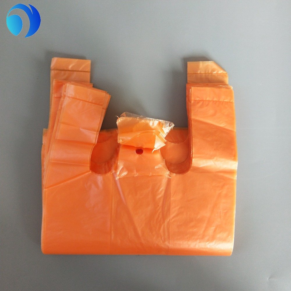 HDPE Large Plastic T-shirt Bags Color Printing Customization with Handles Clear Grocery Bags Factory Price