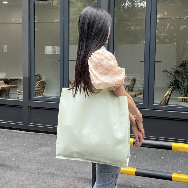 Shopping Bag Custom Logo Printed Promotional Handle Custom Plastic Grocery Bags Square Bottom Bag Customized HDPE Recyclable