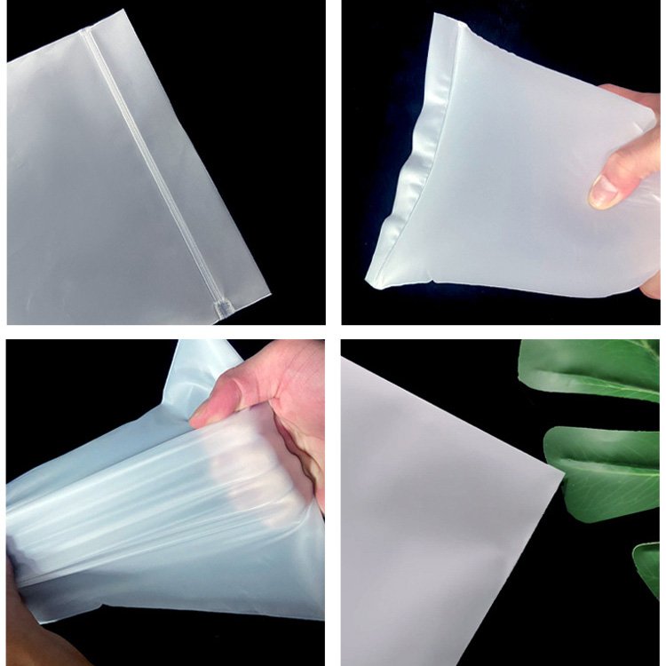 custom eco friendly sack transparent plastic clear promotional clothing packaging mylar frosted ziplock shopping bag