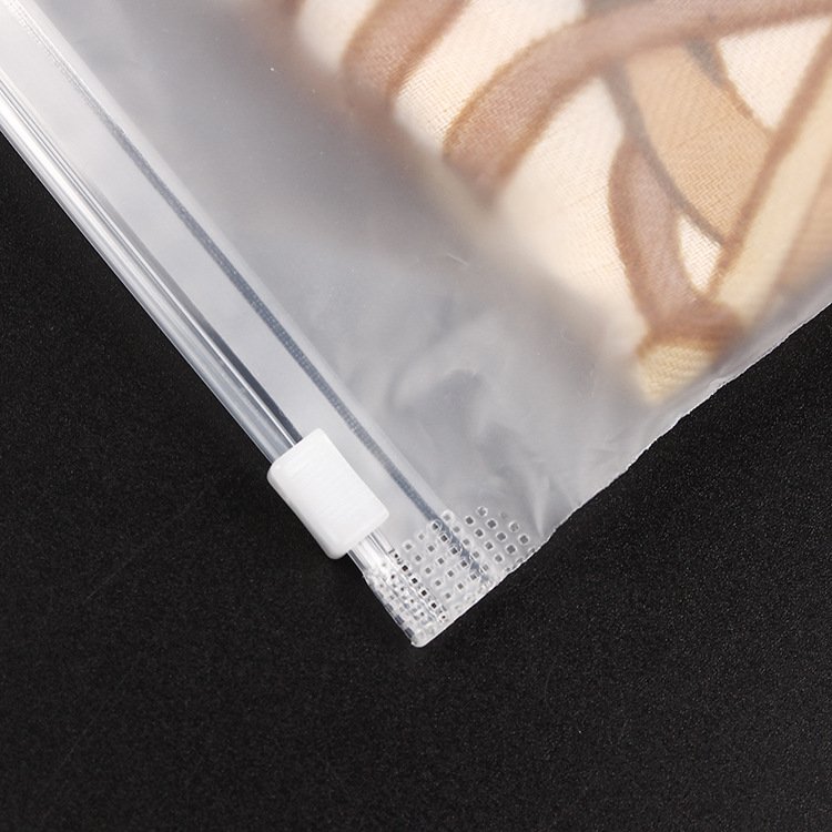 custom eco friendly sack transparent plastic clear promotional clothing packaging mylar frosted ziplock shopping bag