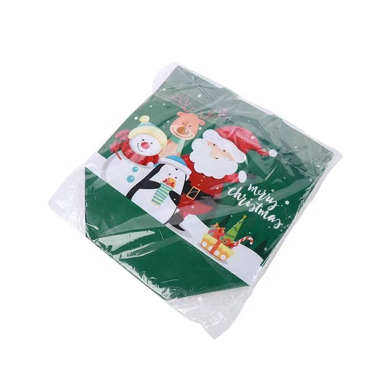 Custom Christmas Non-Woven Bags Large Tote Bags Xmas Reusable Waterproof Gift Non Woven Grocery Shopping Bag With Handle