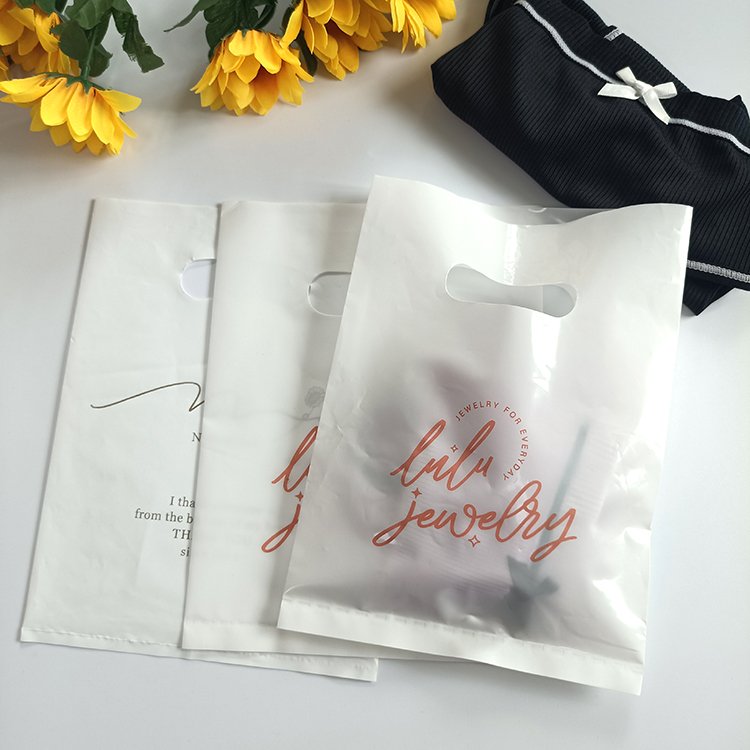 Custom Design Logo Die Cut Handle Bags, plastic bag