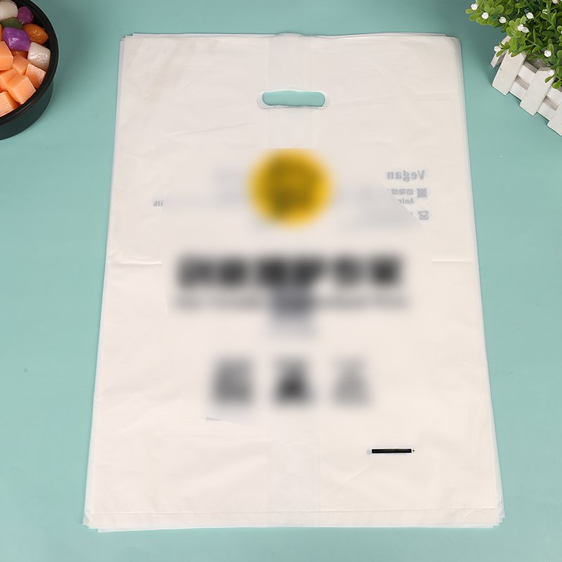 PE bags Customized die cut plastic pe thickness with logo print white carrier gift retail plastic shopping bags
