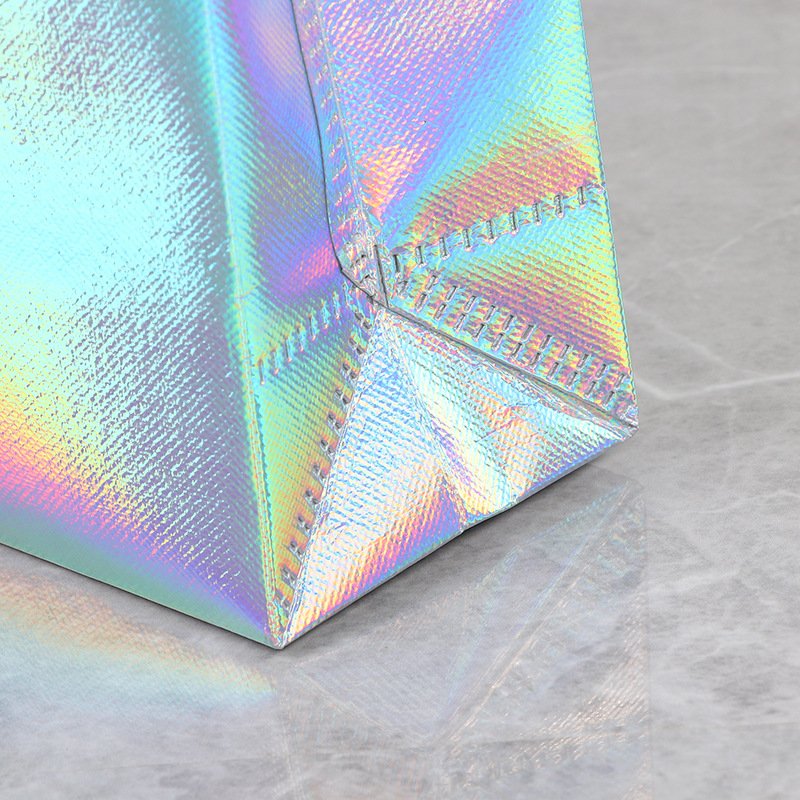Wholesale Custom Printed Recycle Reusable Holographic Silver PP Laminated Non Woven Tote Shopping Bag