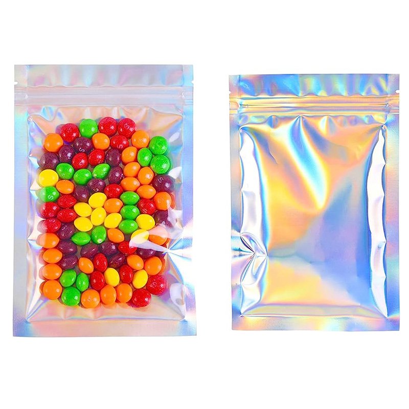 Holographic Flat Bottom Bag Hologram Side Gusset Packaging Bag For Custom