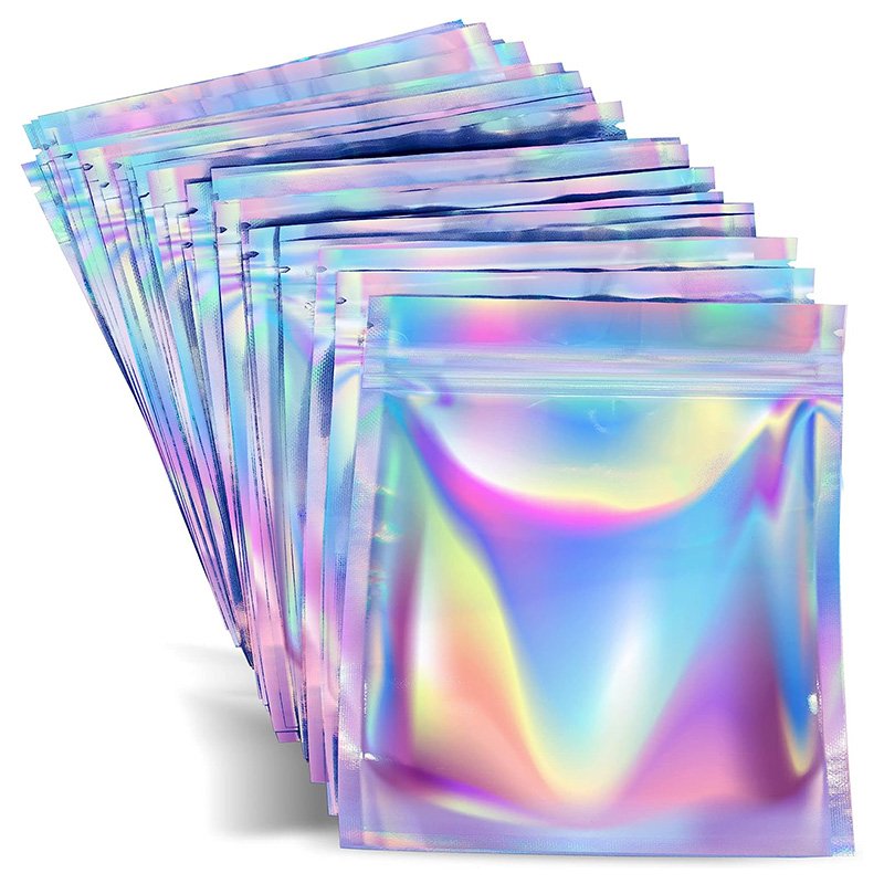 Holographic Flat Bottom Bag Hologram Side Gusset Packaging Bag For Custom