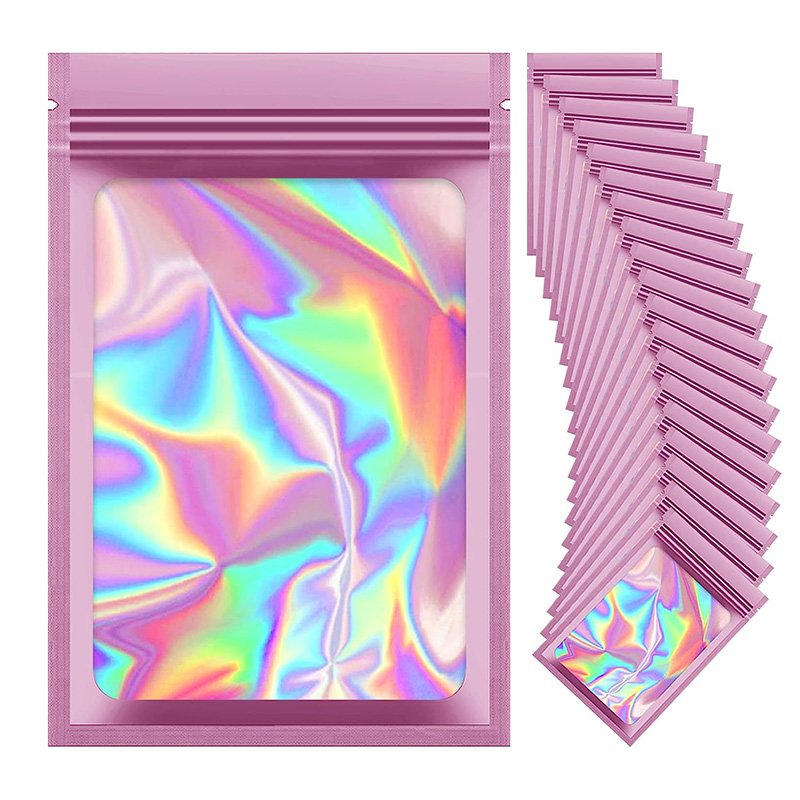 Holographic Flat Bottom Bag Hologram Side Gusset Packaging Bag For Custom