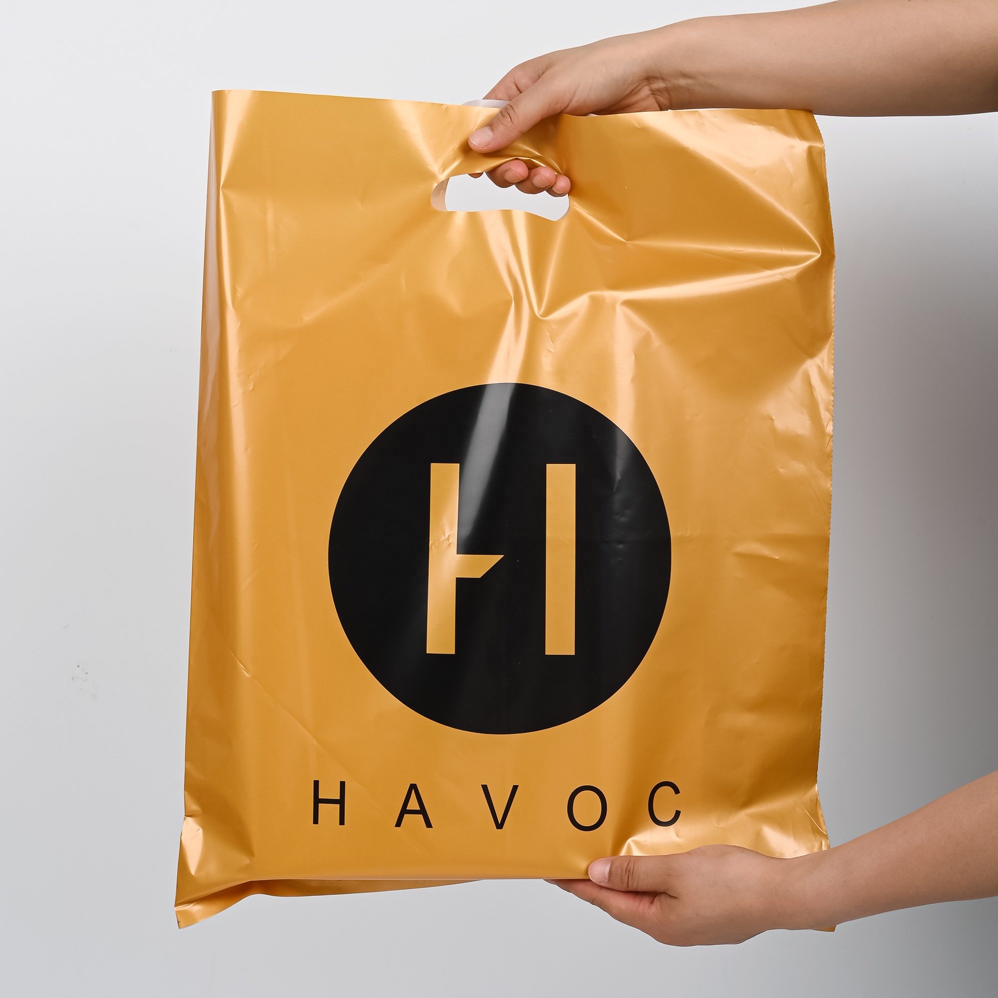 Durable Die cut bags Company Packaging Plastic Shopping Bags Weather-proof Customized Logo