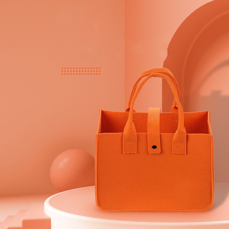 Hot Sell Basket Felt Gift Grocery Tote Shopping Bag Custom Logo Reusable Felt Tote Bag