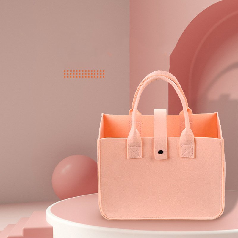 Hot Sell Basket Felt Gift Grocery Tote Shopping Bag Custom Logo Reusable Felt Tote Bag
