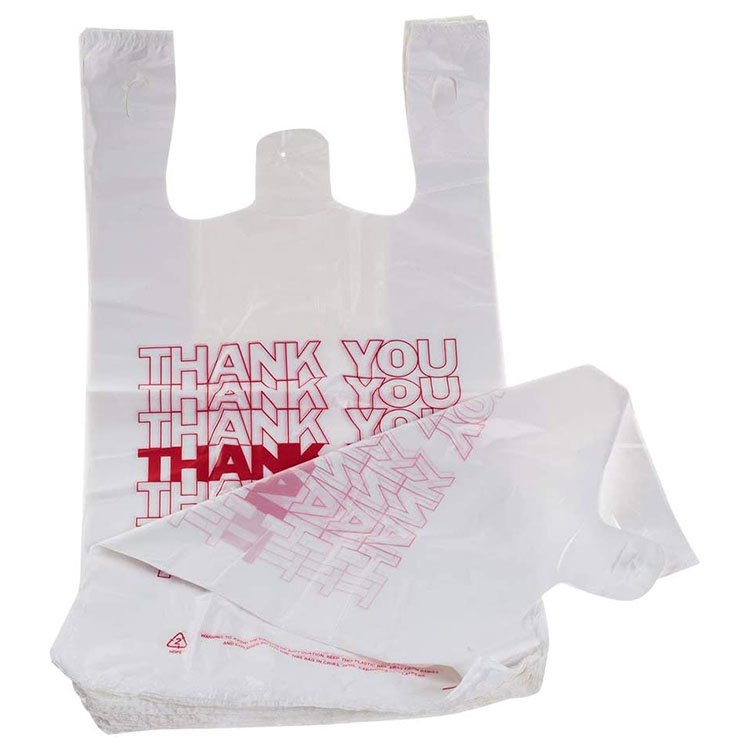 Thank You Plastic Bags 11.5" x 6.5" x 21" White Grocery Shopping Bag Restaurants Convenience Store T Shirt Bags