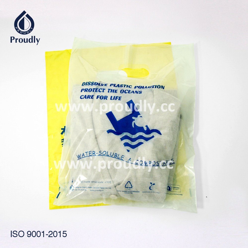 PVA Water Soluble Custom 100% Compostable Biodegradable plastic shopping Bags