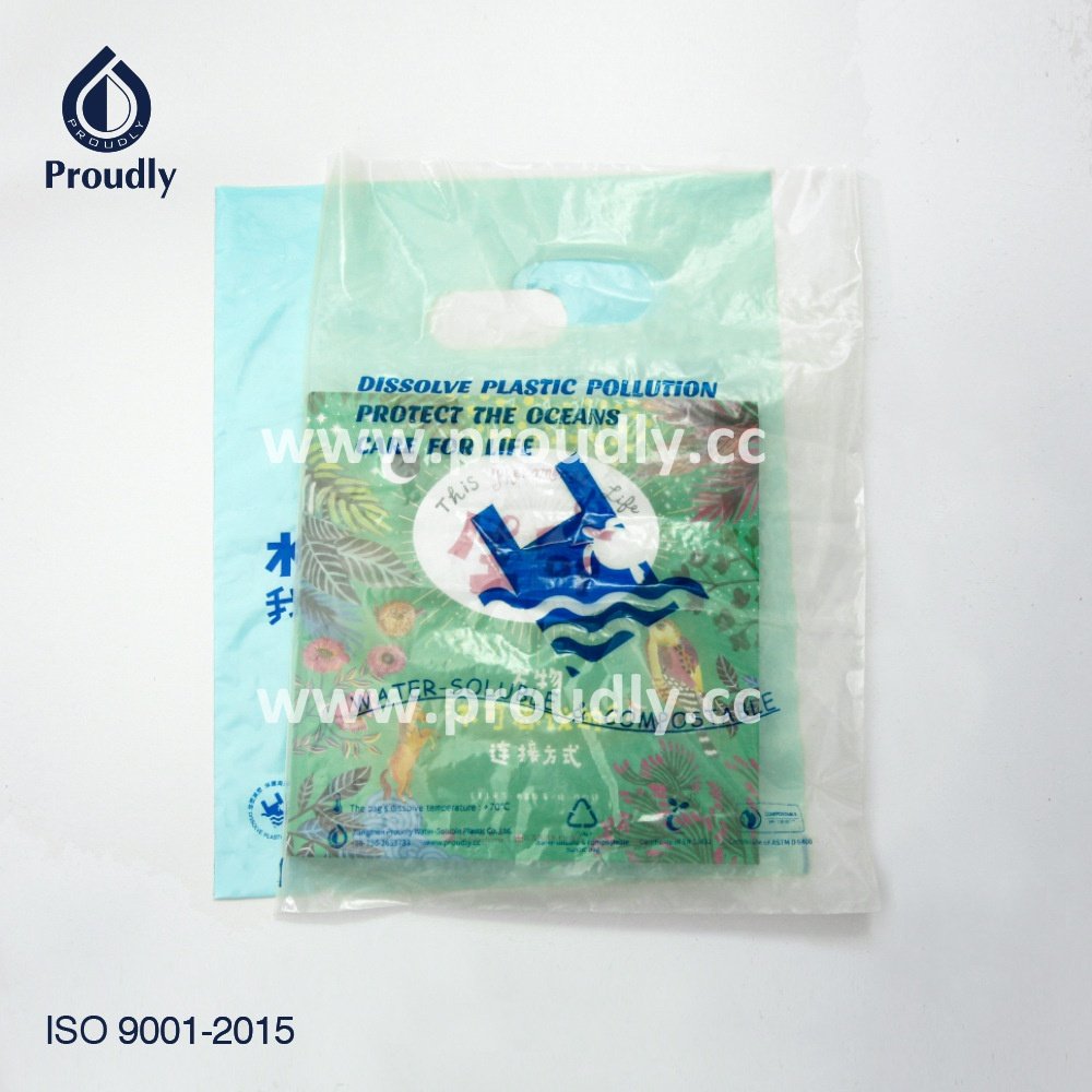 PVA Water Soluble Custom 100% Compostable Biodegradable plastic shopping Bags