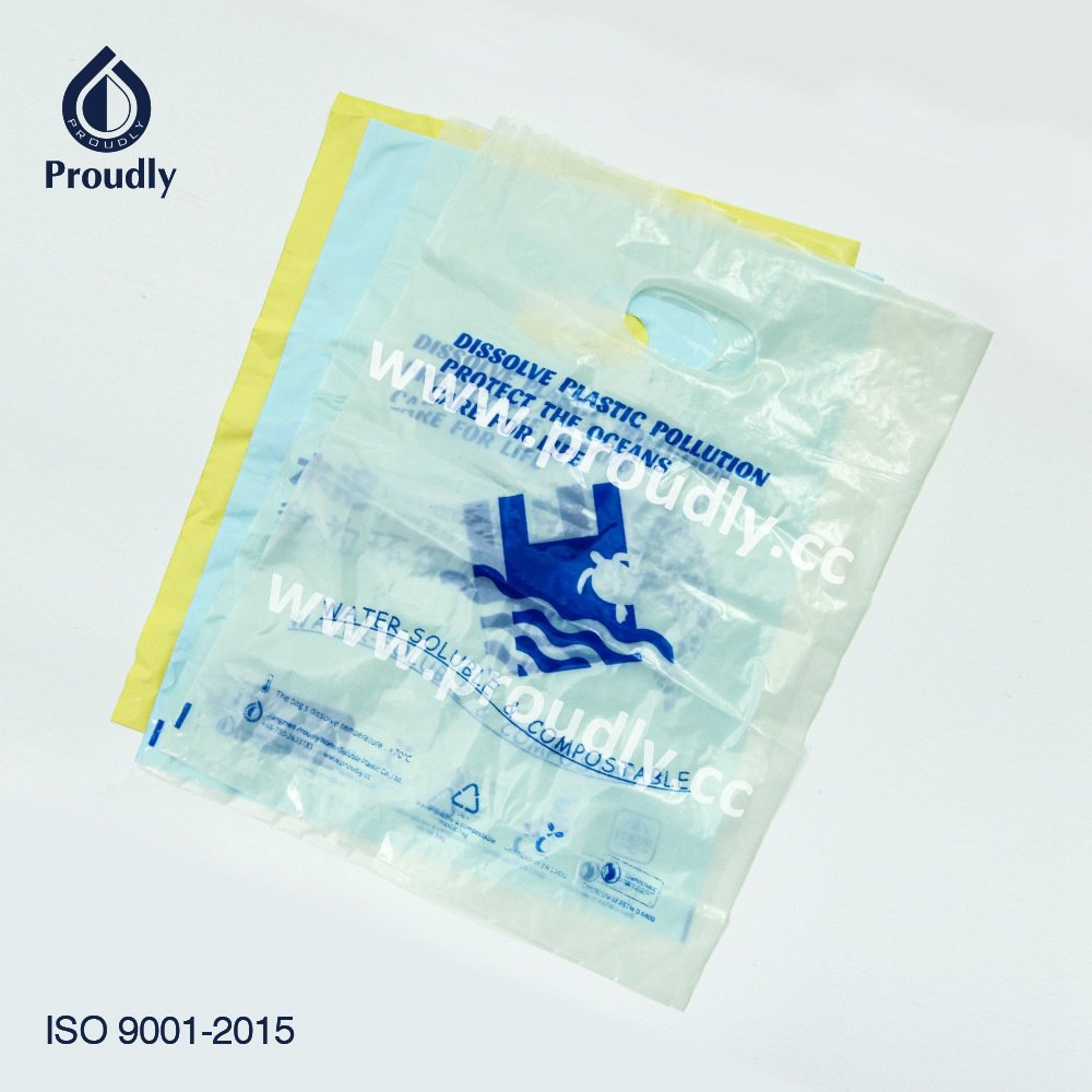 PVA Water Soluble Custom 100% Compostable Biodegradable plastic shopping Bags