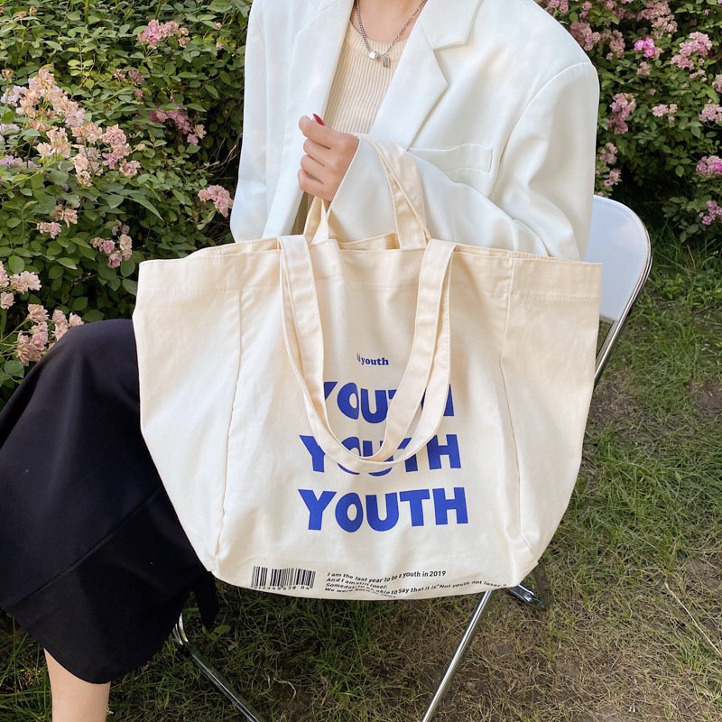 Custom logo Canvas 100% cotton Tote Bag Organic extra large eco friendly supermarket shoulder bag durable shopping Canvas Bag