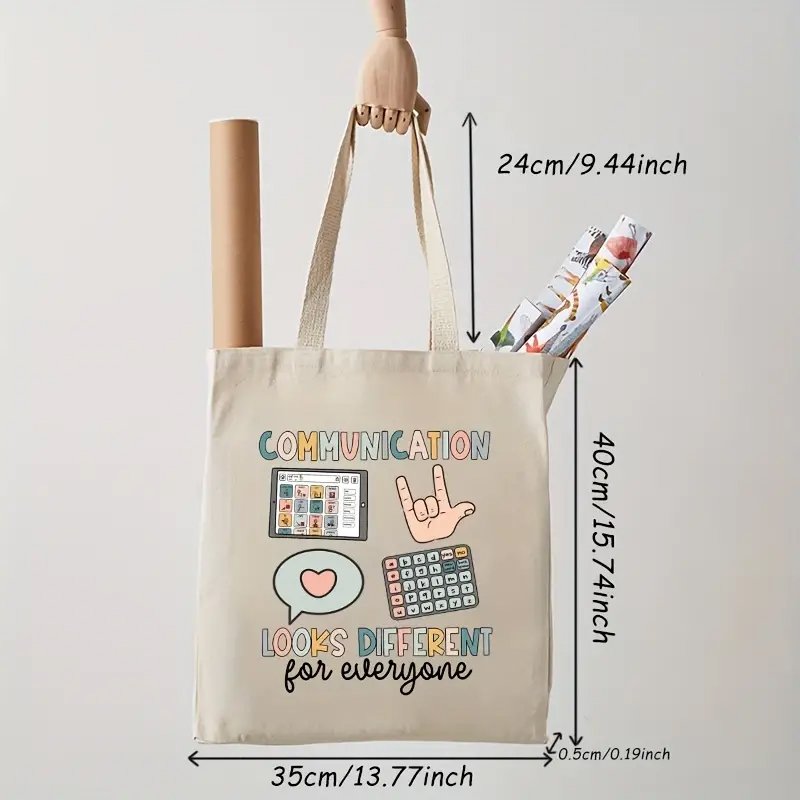 1 pc Speech Therapy Gift Speech Therapy pattern Tote Canvas Personalized Shoulder Bag For Travel Women's Reusable Shopping Bag