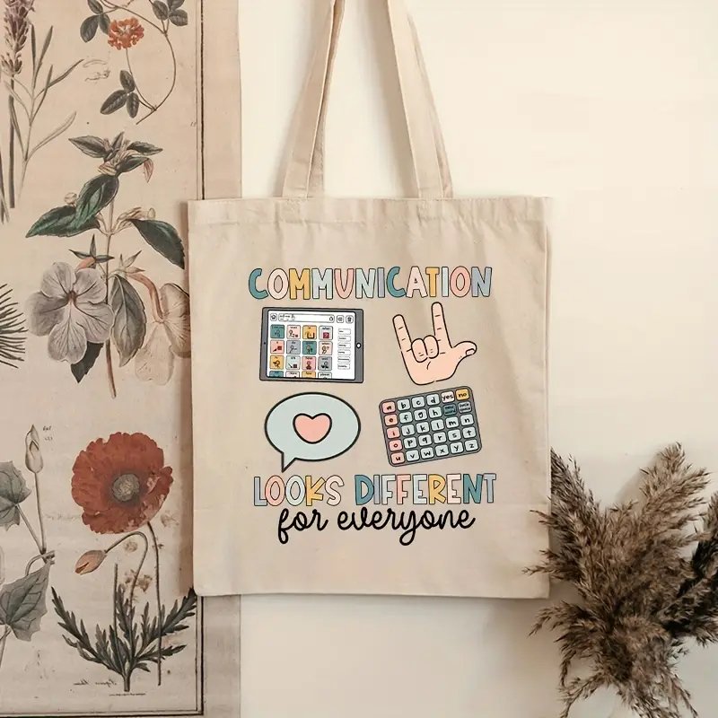 1 pc Speech Therapy Gift Speech Therapy pattern Tote Canvas Personalized Shoulder Bag For Travel Women's Reusable Shopping Bag