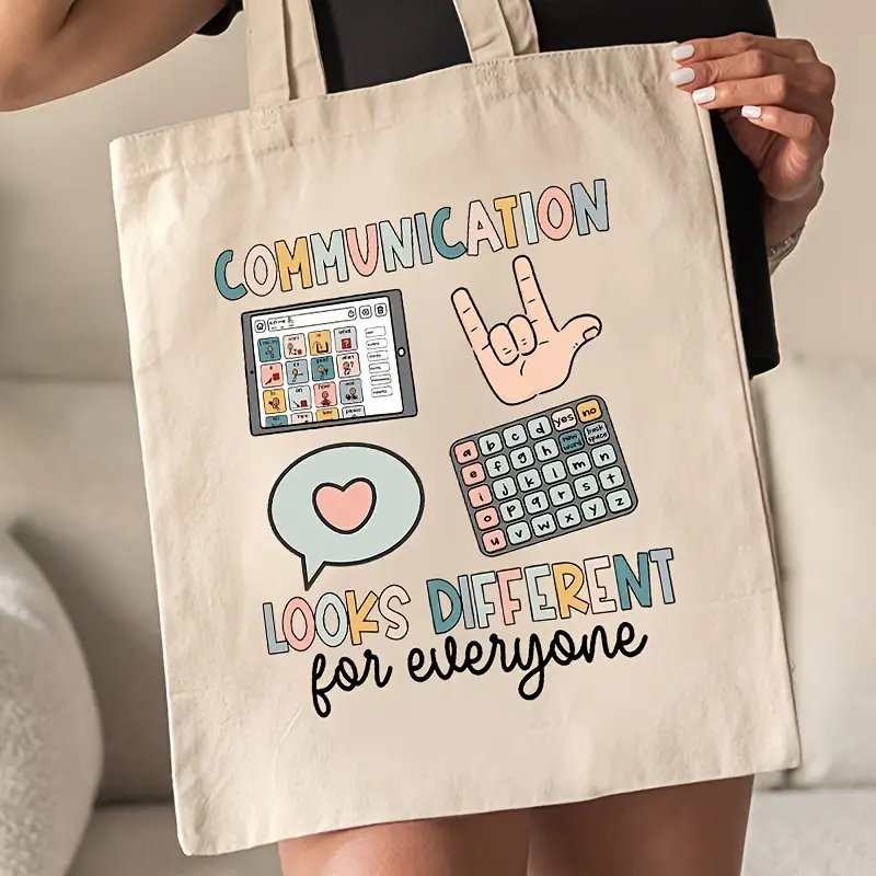 1 pc Speech Therapy Gift Speech Therapy pattern Tote Canvas Personalized Shoulder Bag For Travel Women's Reusable Shopping Bag