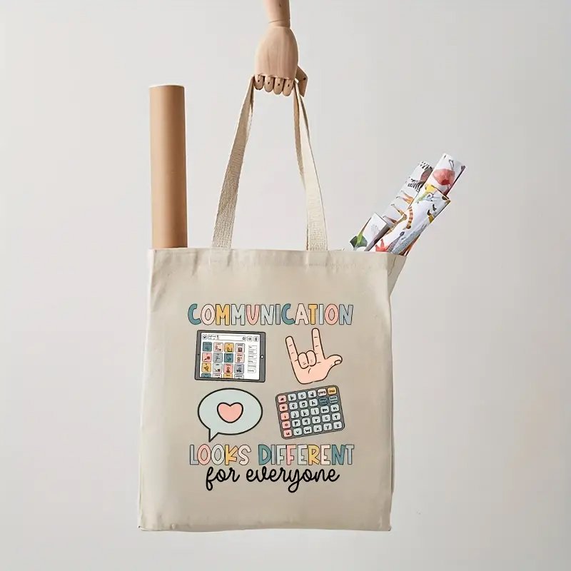1 pc Speech Therapy Gift Speech Therapy pattern Tote Canvas Personalized Shoulder Bag For Travel Women's Reusable Shopping Bag