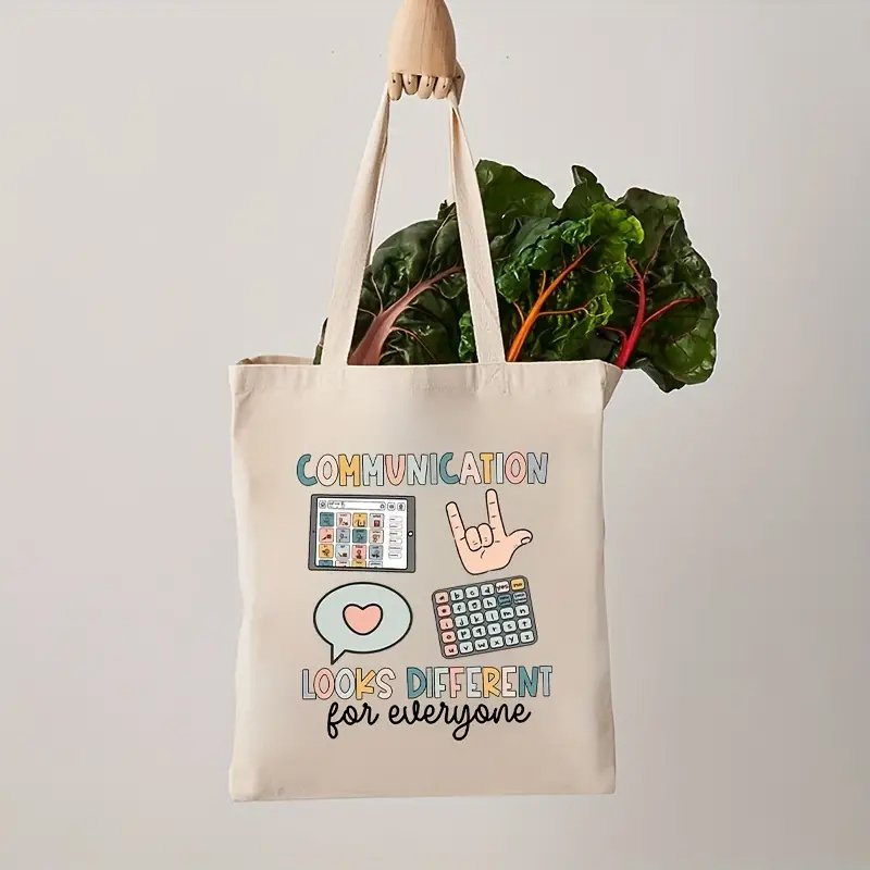 1 pc Speech Therapy Gift Speech Therapy pattern Tote Canvas Personalized Shoulder Bag For Travel Women's Reusable Shopping Bag