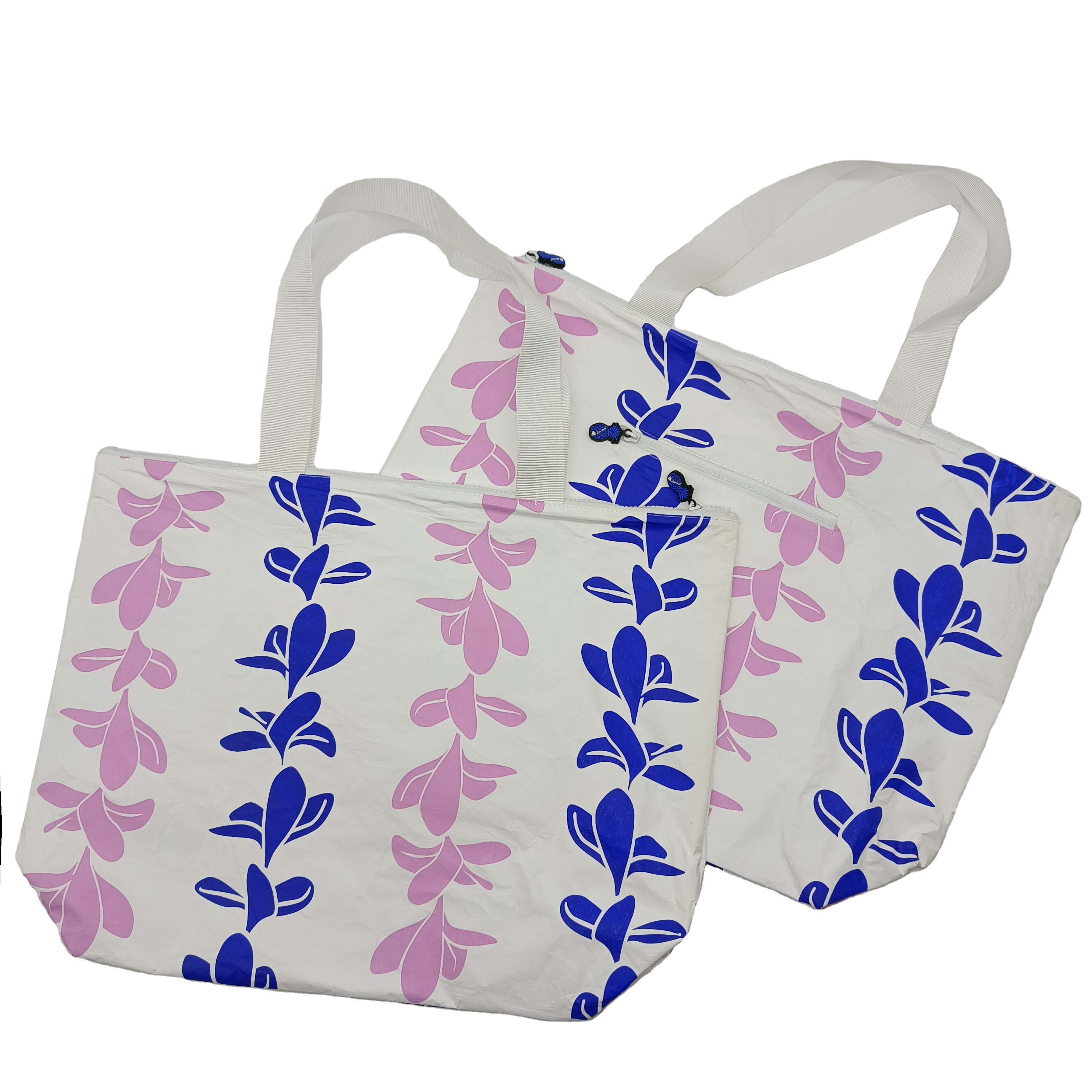 Beach Waterproof Tear Resistant Dupont Paper Shopper Zipper Shopping Coated Tyvek Tote Bag
