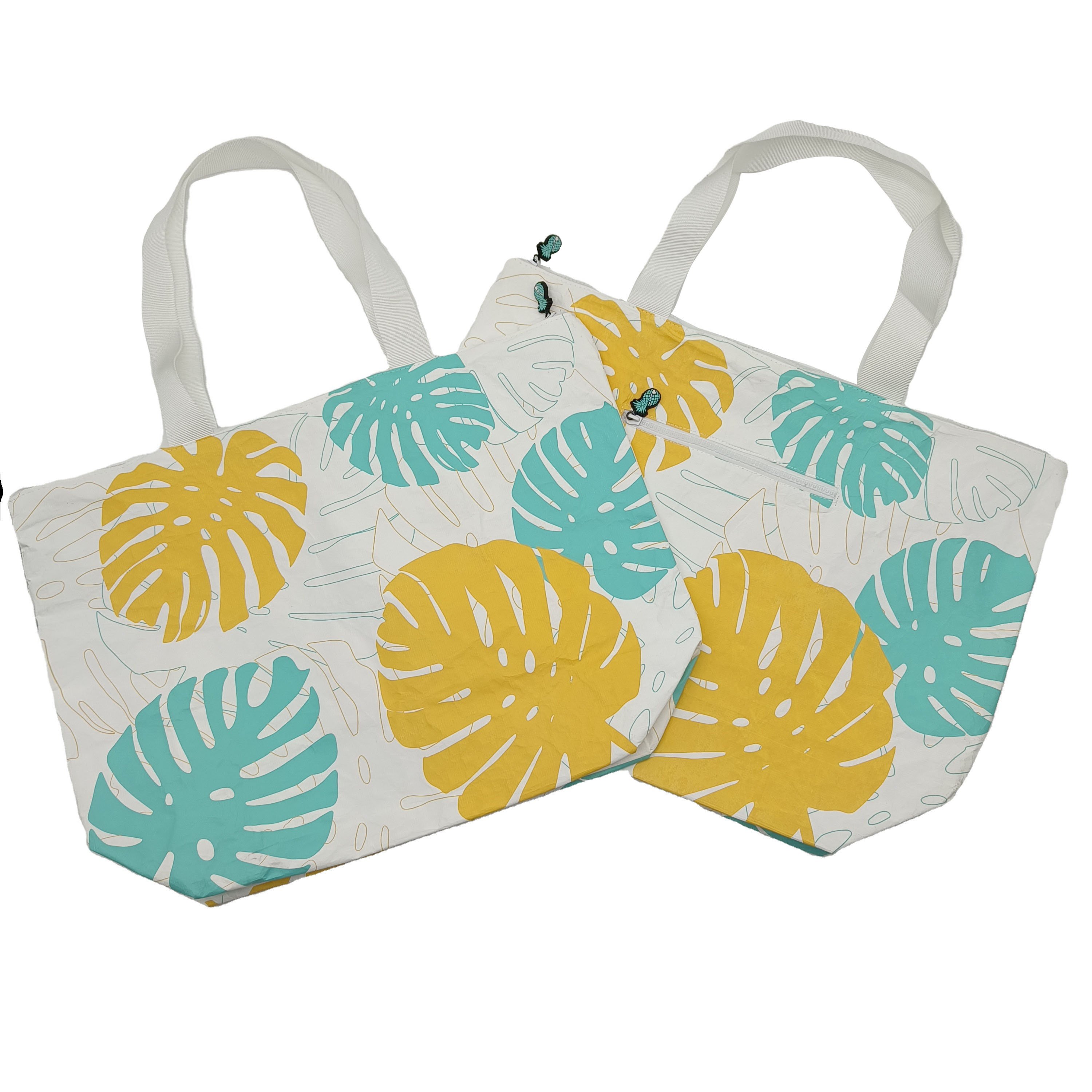 Beach Waterproof Tear Resistant Dupont Paper Shopper Zipper Shopping Coated Tyvek Tote Bag