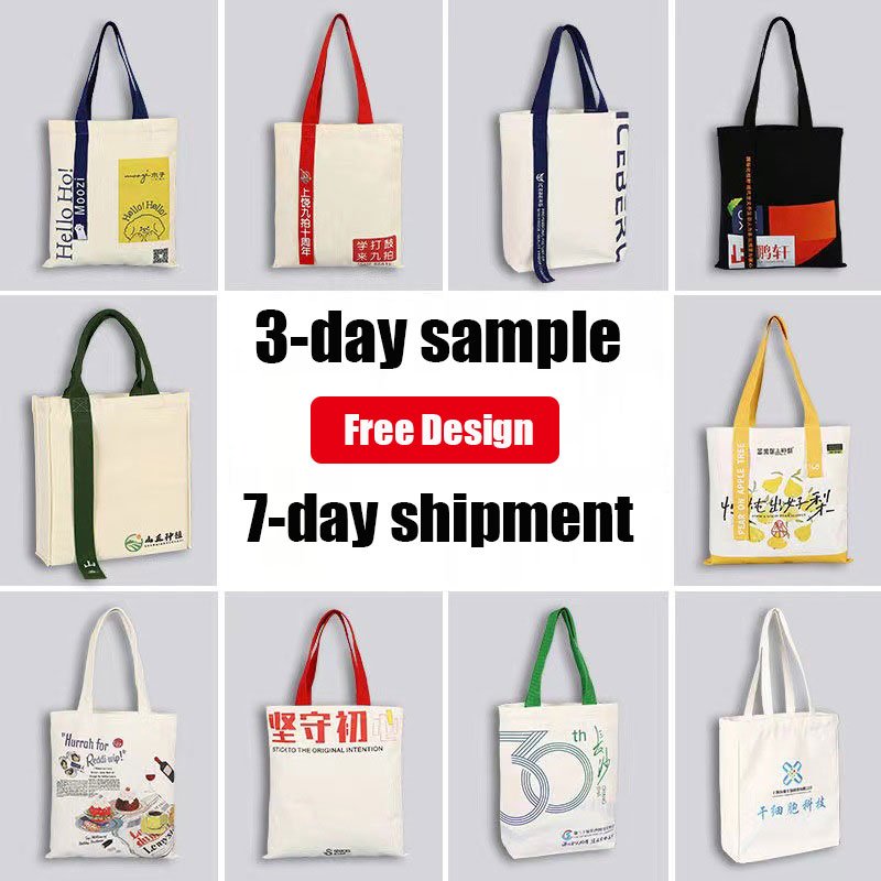 Custom Thin Thick Black Reusable Cotton Blank Sublimation Full Color Printed Folding Zipper Shopping Canvas Tote Bags Gift
