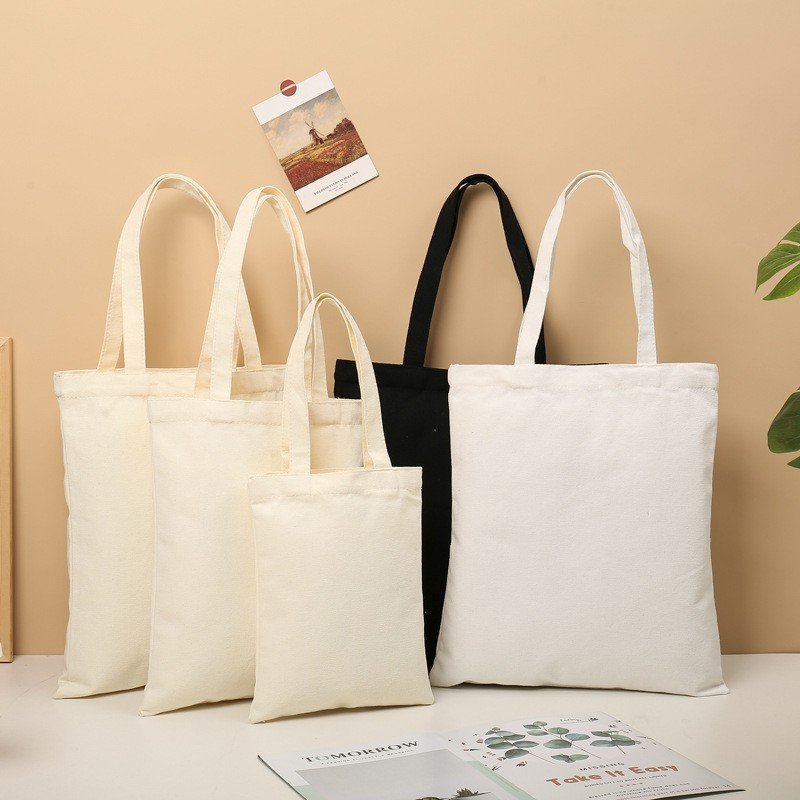 Custom Thin Thick Black Reusable Cotton Blank Sublimation Full Color Printed Folding Zipper Shopping Canvas Tote Bags Gift
