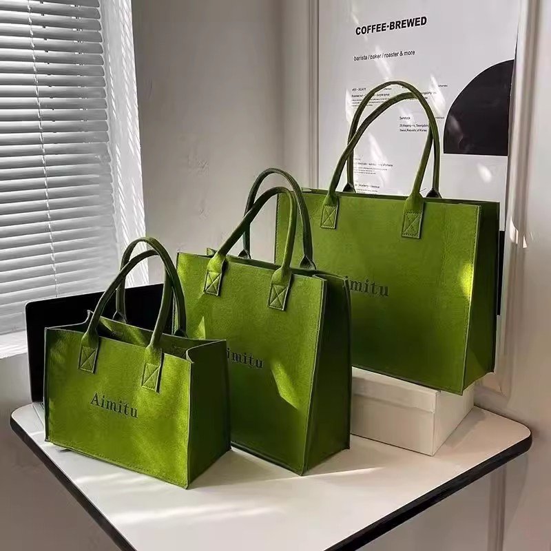 Wholesale Eco Friendly Custom Logo Large Capacity Colorful Felt Shopping Tote Bag With Logo DIY Personalized grocery bag