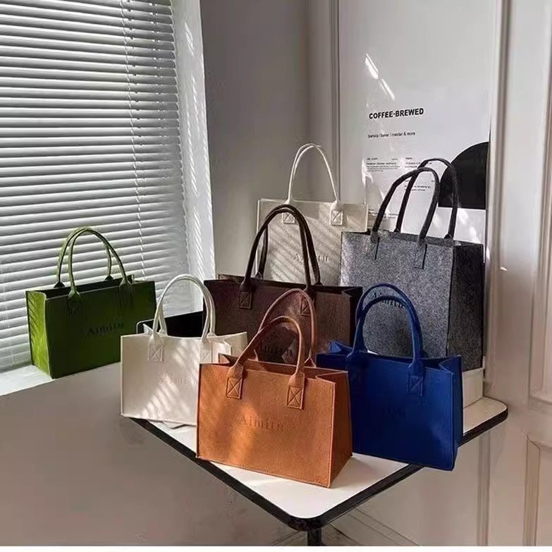 Wholesale Eco Friendly Custom Logo Large Capacity Colorful Felt Shopping Tote Bag With Logo DIY Personalized grocery bag