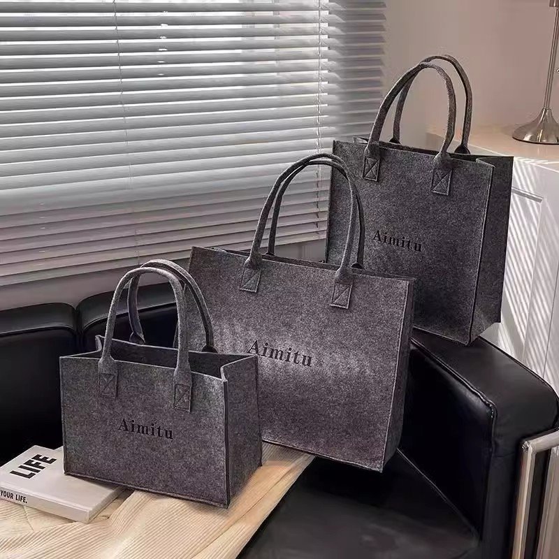 Wholesale Eco Friendly Custom Logo Large Capacity Colorful Felt Shopping Tote Bag With Logo DIY Personalized grocery bag