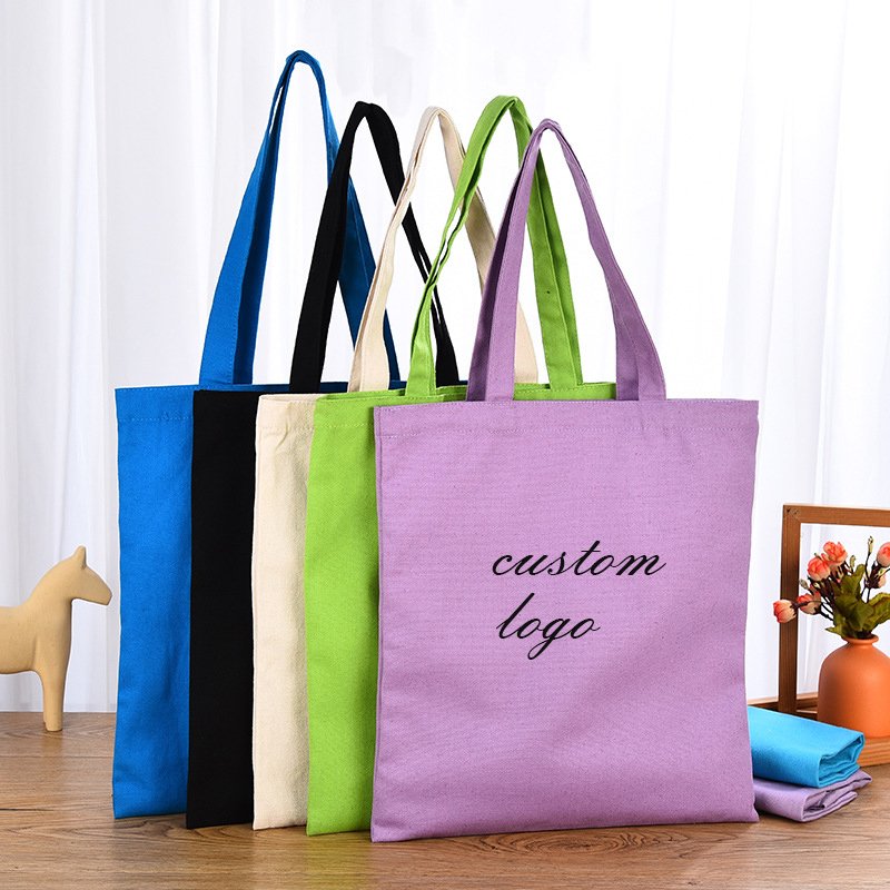 custom Logo canvas fabric tote bag custom logo printing shopping bag reusable women tote bag