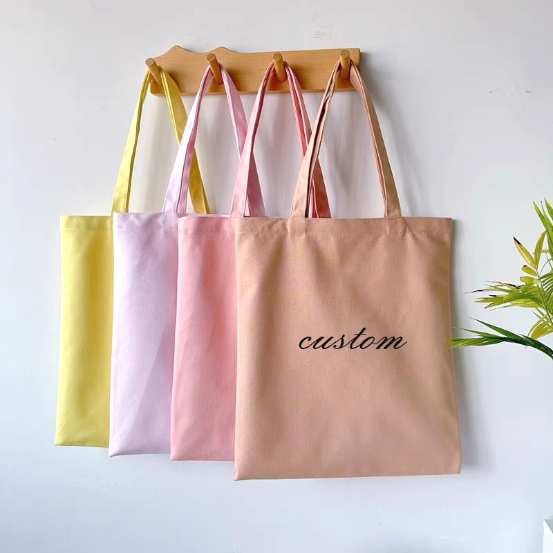 custom Logo canvas fabric tote bag custom logo printing shopping bag reusable women tote bag