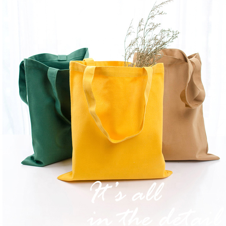 Eco-friendly Custom logo printing recyclable eco-friendly tote shopping bag multi color blank cotton canvas bag