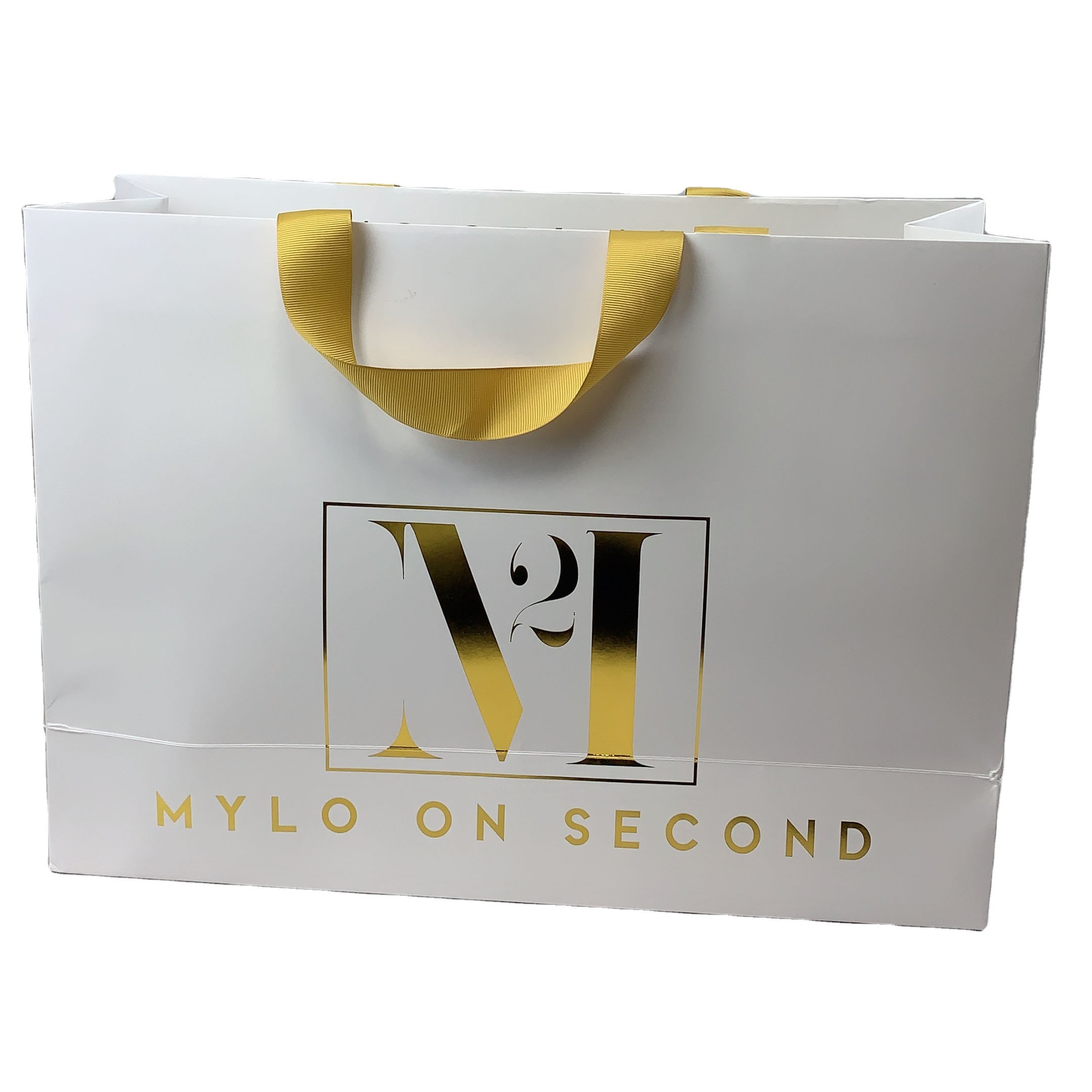 Wholesale Custom Logo Gold Foil Logo Luxury Black White Paper Recyclable Gift Bags Shopping Bags Cardboard Paper Bag