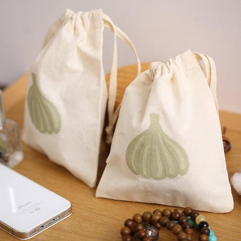 Customized Size Custom Super White Muslin Pouch Personalize Logo Custom Cotton Drawstring Bag
