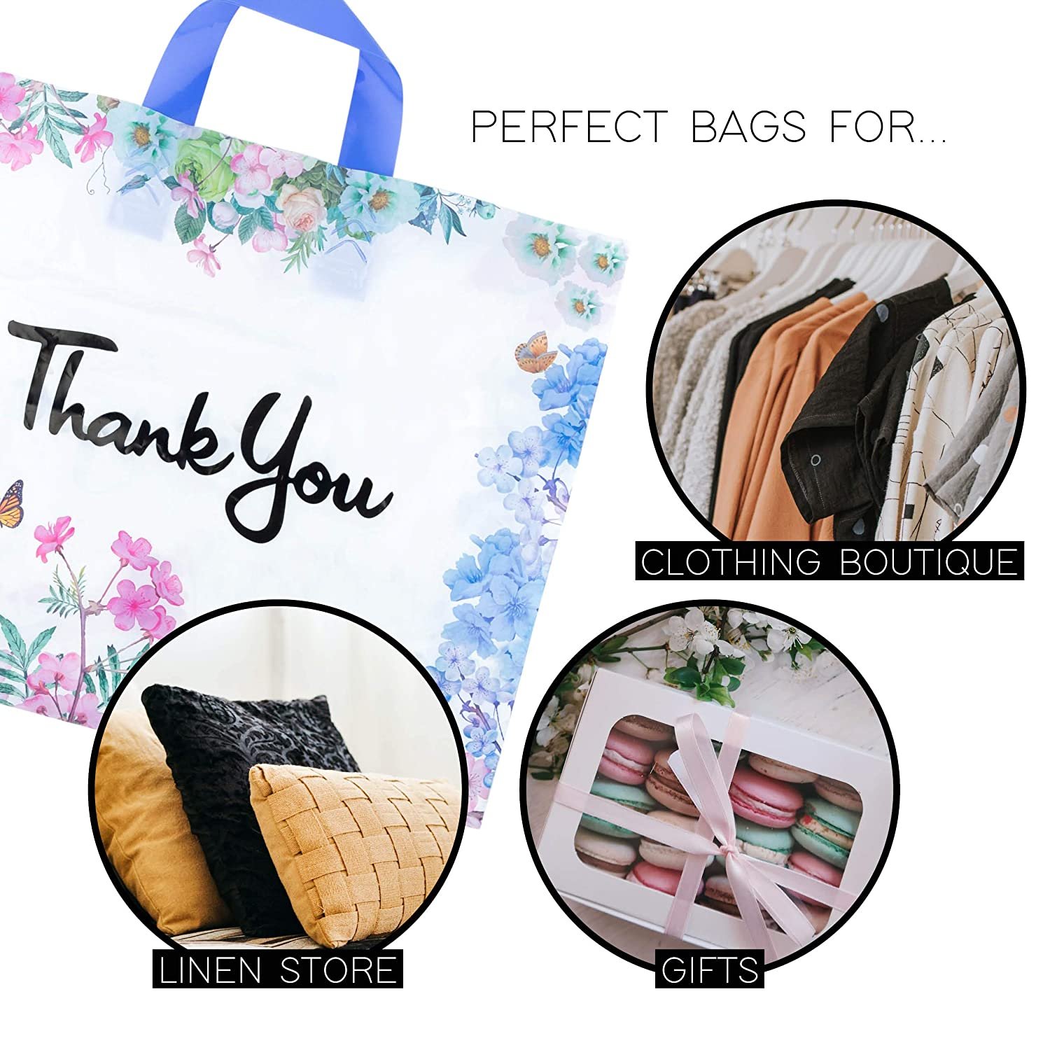 CTCX Custom Printed Logo Thank You LDPE/HDPE Handle Plastic Bag Die Cut Bag Shopping Bag Clothing/Shoes Packaging