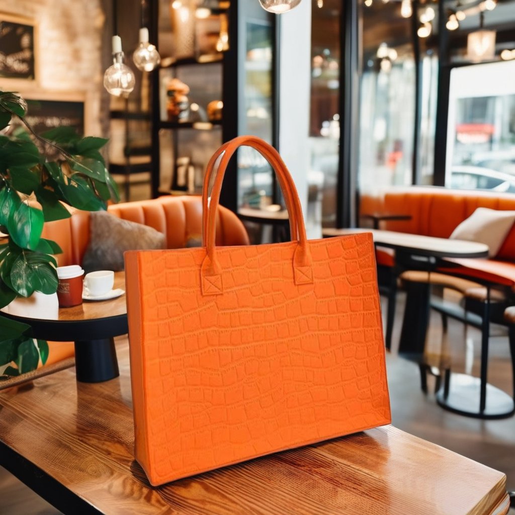 2024 New Arrival Women's Fashionable Square Shoulder Bag Big Capacity Tote Shopping Bag Felt Material with Cotton Lining