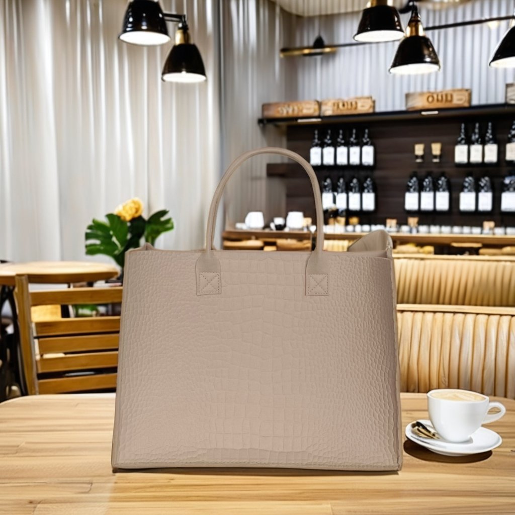 2024 New Arrival Women's Fashionable Square Shoulder Bag Big Capacity Tote Shopping Bag Felt Material with Cotton Lining