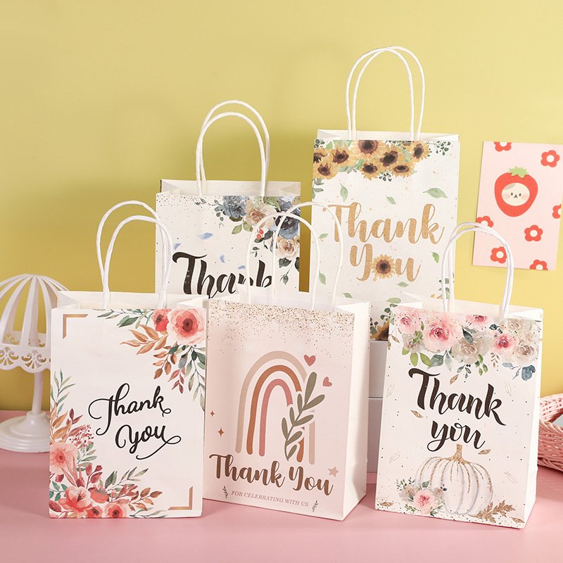 Floral Design Thank You Gift Bags for Wedding small paper gift bags Party Packaging paper gift bags
