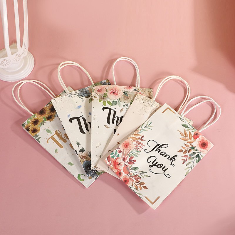 Floral Design Thank You Gift Bags for Wedding small paper gift bags Party Packaging paper gift bags
