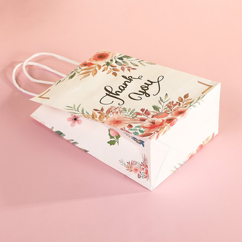 Floral Design Thank You Gift Bags for Wedding small paper gift bags Party Packaging paper gift bags